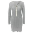 thumbnail image 1 of Fall Dresses for Women 2023 Women Polo Neck Long Slim Fitted Dress Bodycon Turtleneck Cable Knit Sweater Grey,XL, 1 of 3