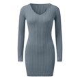 thumbnail image 1 of Fall Dresses for Women 2023 Womens Turtlenek Neck Long Balloon Sleeve Fall Sweater Dress 2023 Casual Pullover Ribbed Knit Mini Dresses Grey,M, 1 of 4
