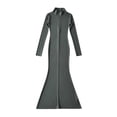 thumbnail image 1 of Fall Dresses for Women Long Sleeve Zip up V Neck Slim Fitted Mermaid Dresses Solid Color Long Dress, 1 of 7