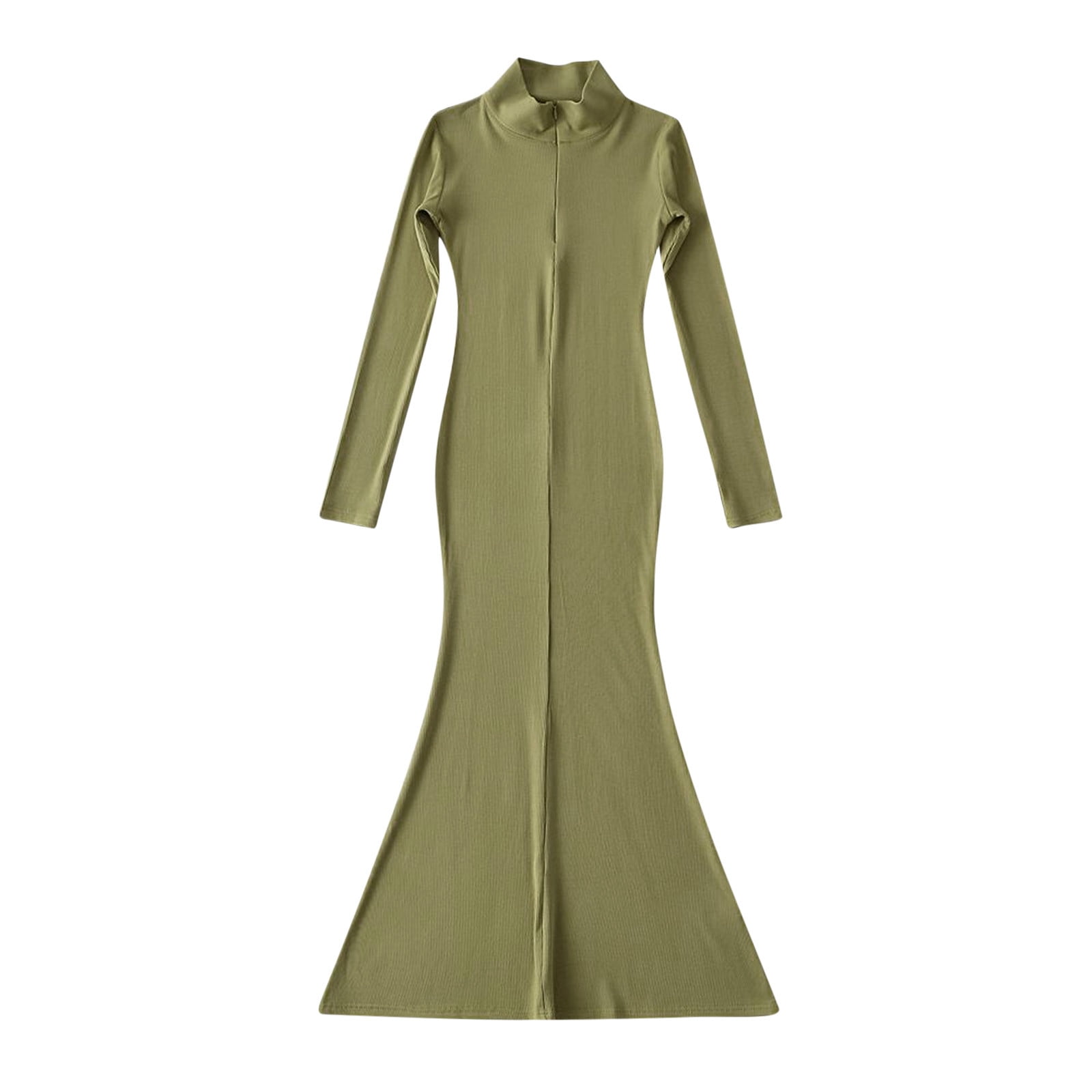 Fall Dresses for Women 2025 Long Sleeve Zip up V Neck Slim Fitted ...