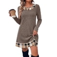thumbnail image 1 of Fall Dresses for Women 2026 Long Sleeve Sweater Dress Color Block,S, 1 of 8