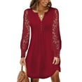 thumbnail image 1 of Fall Dresses for Women Lace Long Sleeve Elegant Slim Formal Party Dress Wine Red M, 1 of 8