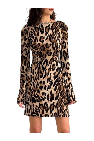 chinese dress ladies Veronica Sequin Midi Dress / Leopard Print | Meshki main image 0