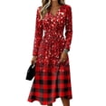 thumbnail image 1 of Fall Dresses for Women Spring Fall Plus Size V Neck Flowy a Line Dress Elegant Formal Wrap Dress, 1 of 5