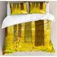 thumbnail image 1 of Fall Duvet Cover Set King Size, Dreamy Fantasy Enchanted Forest Illustration Deciduous Trees Bushes in the Countryside, Decorative 3 Piece Bedding Set with 2 Pillow Shams, Multicolor, by Ambesonne, 1 of 3