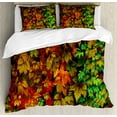 thumbnail image 1 of Fall Duvet Cover Set King Size, Vivid Leaves of Fall Colorful Fresh Nature Leafage Change of Seasons Theme Image Print, Decorative 3 Piece Bedding Set with 2 Pillow Shams, Multicolor, by Ambesonne, 1 of 3