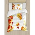 thumbnail image 1 of Fall Duvet Cover Set Twin Size, Autumn Themed Pattern Chestnut Oak Maple Leaves and Berries Corner Design Elements, Decorative 2 Piece Bedding Set with 1 Pillow Sham, Multicolor, by Ambesonne, 1 of 3