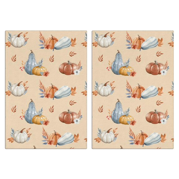 Fall Elements Kitchen Towels 2-Pack - Polyester Absorbent Maple Leaf and Pumpkin Design, Fall Home Decor