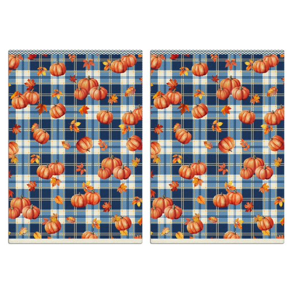 Fall Elements Kitchen Towels 2-Pack - Polyester Absorbent Maple Leaf and Pumpkin Design, Fall Home Decor