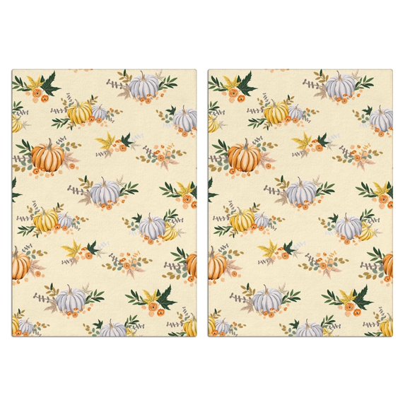Fall Elements Kitchen Towels 2-Pack - Polyester Absorbent Maple Leaf and Pumpkin Design, Fall Home Decor