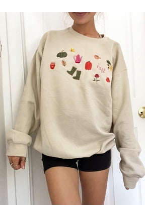 Fall Embroidered Crewneck With Iconic Symbols