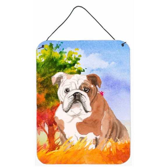 Fall English Bulldog Wall or Door Hanging Prints