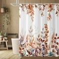 thumbnail image 1 of Fall Eucalyptus Leaf Long Curtain Watercolor Autumn Thanksgiving Botanical Plants Bathroom Curtain Bathtub Home Decor Waterproof Fabric Machine Washable with 12 PCS Hooks,72Wx84L, Tan and Teal, 1 of 6