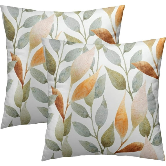 Fall Eucalyptus Leaf Pillow Covers 20x20 Inch Autumn Sage Leaf Watercolor Pillow Cases, Blue Gray Leaves Modern Throw Pillows Cover Decor Gifts for Bed Couch Sofa Living Room, Set of 2