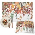 thumbnail image 1 of Fall Eucalyptus Leaf Placemats Set of 12 Red Green Leaves Hazelnut Plant Heat Insulated Linen Place Mats, Washable Stain-Proof Table Mats for Dining Tables Holiday Decor 13x19inch, 1 of 9