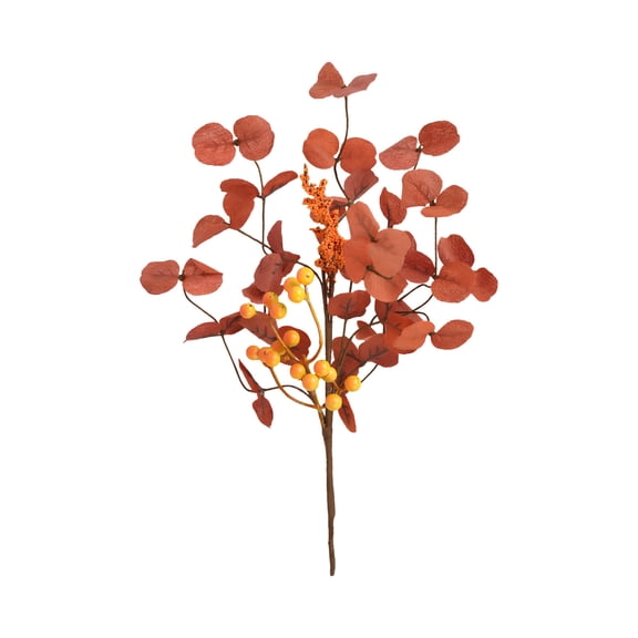 Fall Eucalyptus Leaves Artificial Eucalyptus Stems with Berry Silver Dollar Leaves Autumn Leaf Branches Fake Silk for Christmas Home Autumn Festival Thanksgiving Decor 20 Inch