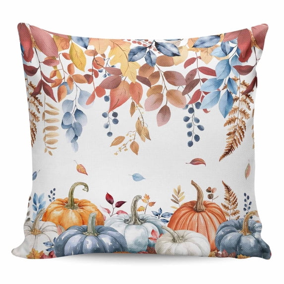 Fall Eucalyptus Pumpkins Pillow Covers 26x26 Inch Decorative Throw Pillow Cover, Thanksgiving Blue Autumn Leaves Sofa Pillowcases Accent Cushion Case Home Decor Bedroom Living Room