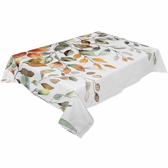 Fall Eucalyptus Rectangle Tablecloths 60x162,Thanksgiving Farmhouse Sage Green Orange Table Cloth Table Cover Indoor/Outdoor Tabletop Decor for Wedding Holiday Party Dinner Baby Shower