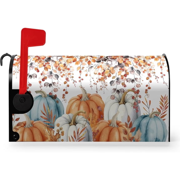 Fall Extra Magnetic Mailbox Covers Oversized Autumn Pumpkin Mailbox Covers Large Size 25.5 X 21 Inch Harvest Maple Leaf Post Letter Box Wrap Decor for Garden Yard Outside