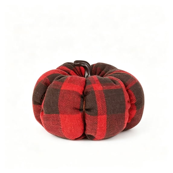 Fall Fabric Pumpkins Decor,Vintage Plaid Fabric Pumpkins Autumn Decor,Rustic Farmhouse Pumpkins for Mantel Table, Thanksgiving Halloween Autumn Home,Red