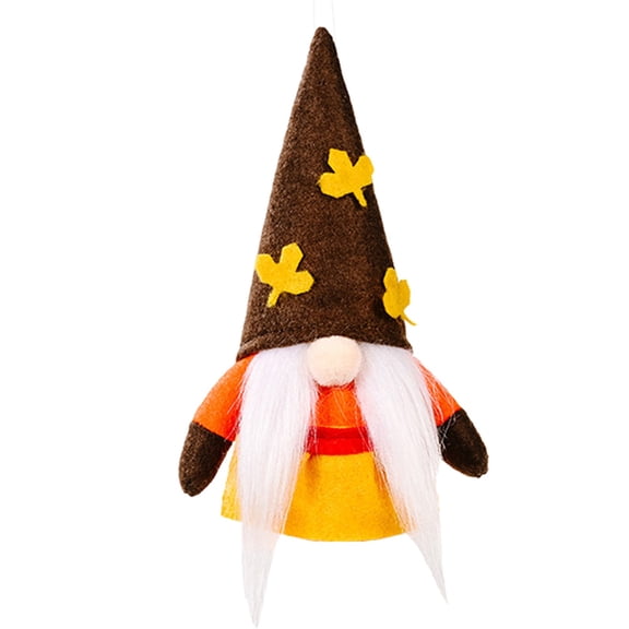 Fall Faceless Plush Gnome Hanging Ornament Mini Maple Leaf Pattern Hat Pendant Soft Non-woven Autumn Decor for Thanksgiving Halloween Tree Door Window Mantel Display