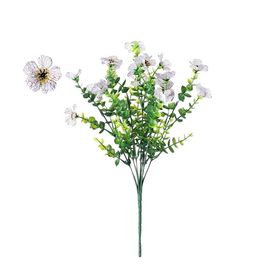 Fall Fake Flowers for Outdoor Planters - 1 Bundles UV Resistant Artificial Mums, No Watering Needed for Autumn Porch & Garden Decor,White