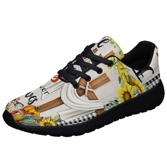Fall Fall For Jesus He Never Leaves Thanksgiving Halloween Shoes Sneakers for Women Men Black Size 10.5