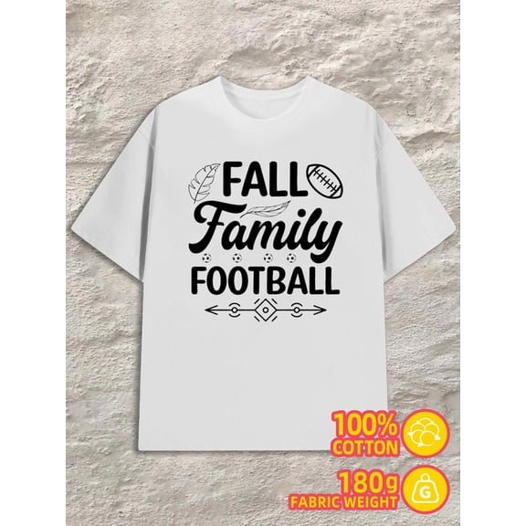 Fall Family Football mens white 180G 100% Cotton spring and summer clothing Unique Design Unisex Shirt Graphic Tee tshirts Classic Unisex Shirt Printed tshirts