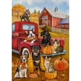 Fall Farm Animal Red Truck Small Decorative Garden Flag, Autumn Dog