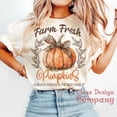 thumbnail image 1 of Fall Farm Fresh Pumpkins T-Shirt. Coquette T-Shirt. Retro Fall T-Shirt, Fall Pumpkins Shirt, Pumpkin T-Shirt, Halloween T-Shirt, 1 of 5
