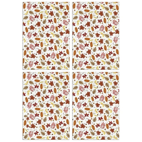 Fall Farmhouse Kitchen Towels 4-Pack, Maple Leaves and Pumpkins, Absorbent Soft Bar Towels, Decorative Use