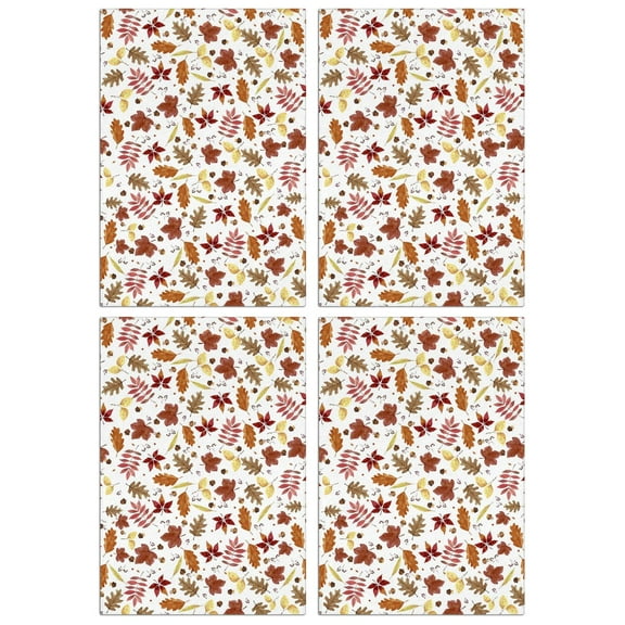 Fall Farmhouse Kitchen Towels 4-Pack, Maple Leaves and Pumpkins, Absorbent Soft Bar Towels, Decorative Use