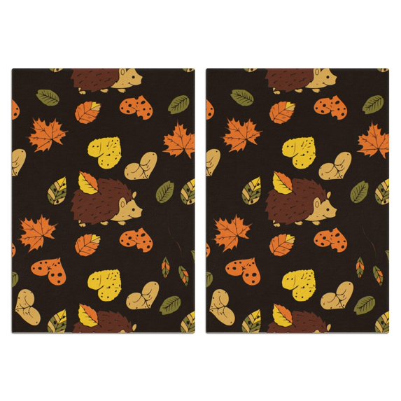 Fall Farmhouse Towel Set - 2 Pack Absorbent Dish Towels w/Maple Leaves, Pumpkin Decor Kitchen Towel
