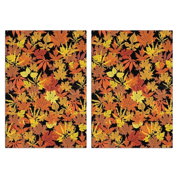 Fall Farmhouse Towel Set - 2 Pack Absorbent Dish Towels w/Maple Leaves, Pumpkin Decor Kitchen Towel