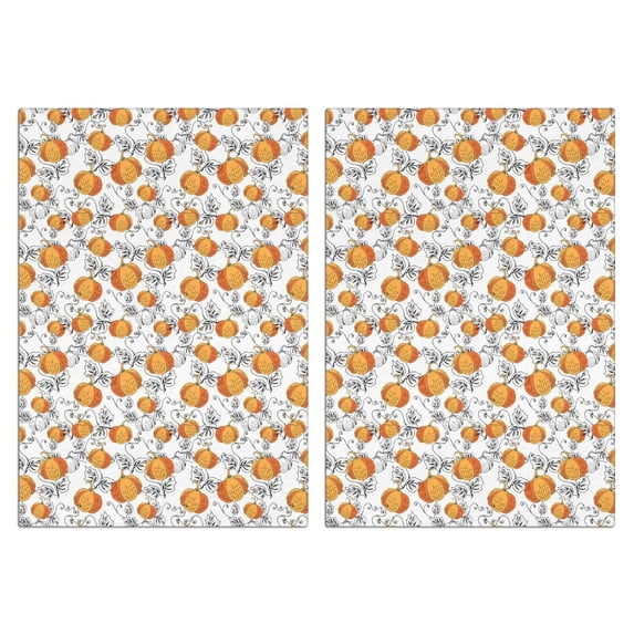 Fall Farmhouse Towel Set - 2 Pack Absorbent Dish Towels w/Maple Leaves, Pumpkin Decor Kitchen Towel