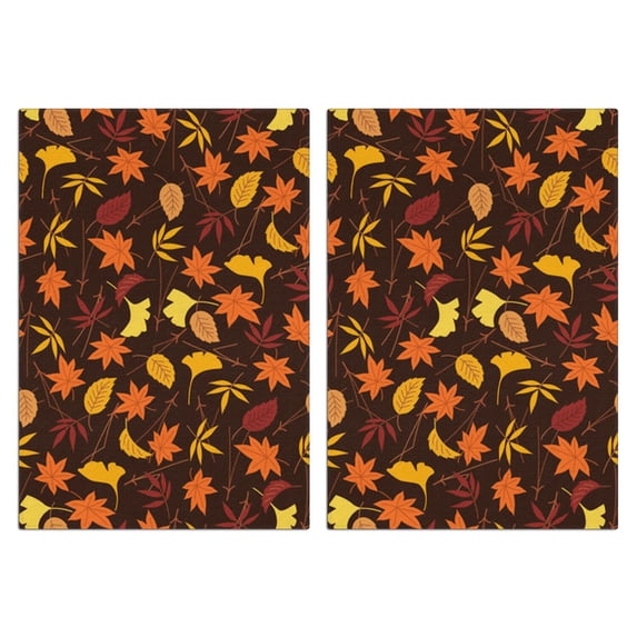 Fall Farmhouse Towel Set - 2 Pack Absorbent Dish Towels w/Maple Leaves, Pumpkin Decor Kitchen Towel