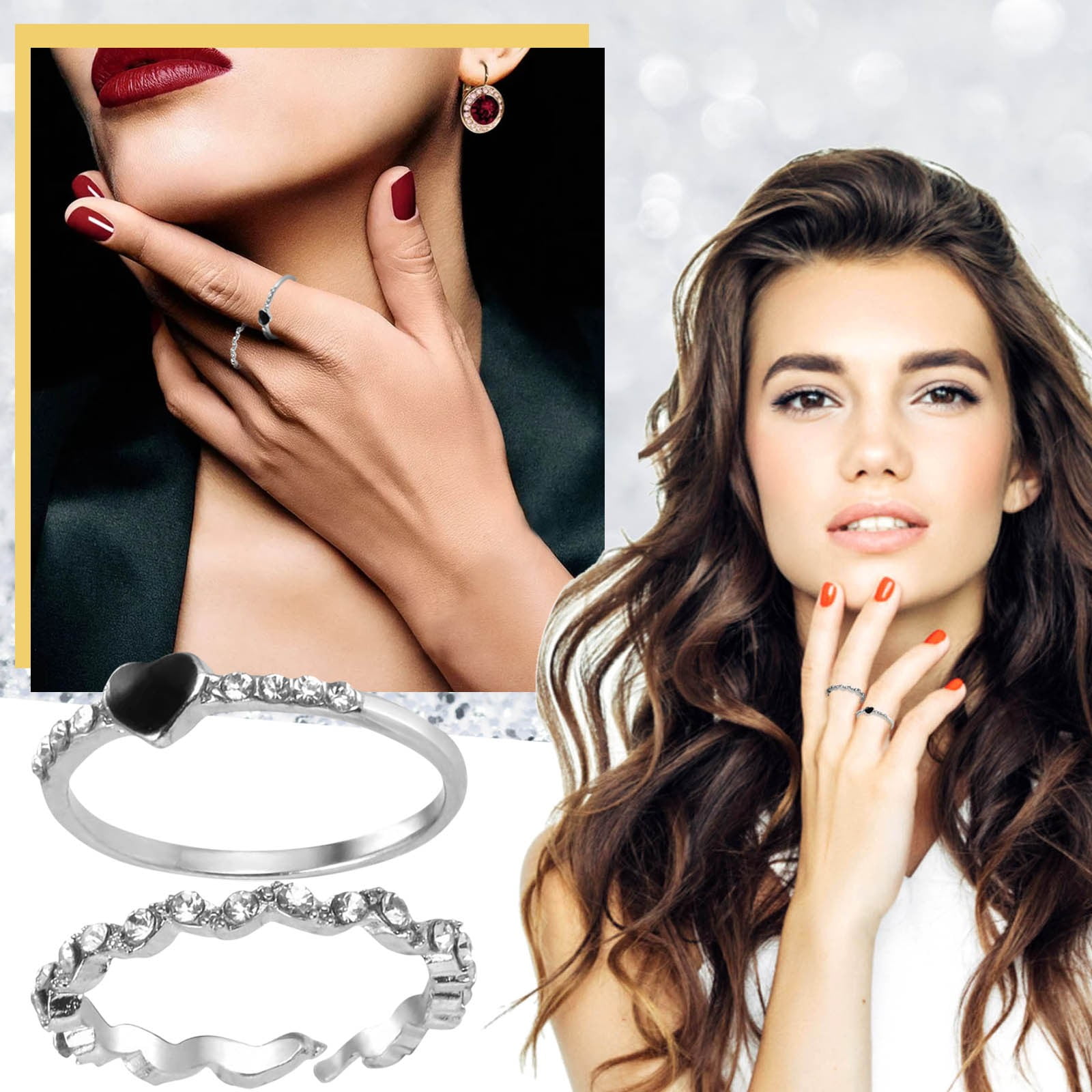 Fall Fashion 2024 2pc Personality Trend Punk Style Ring New Golden