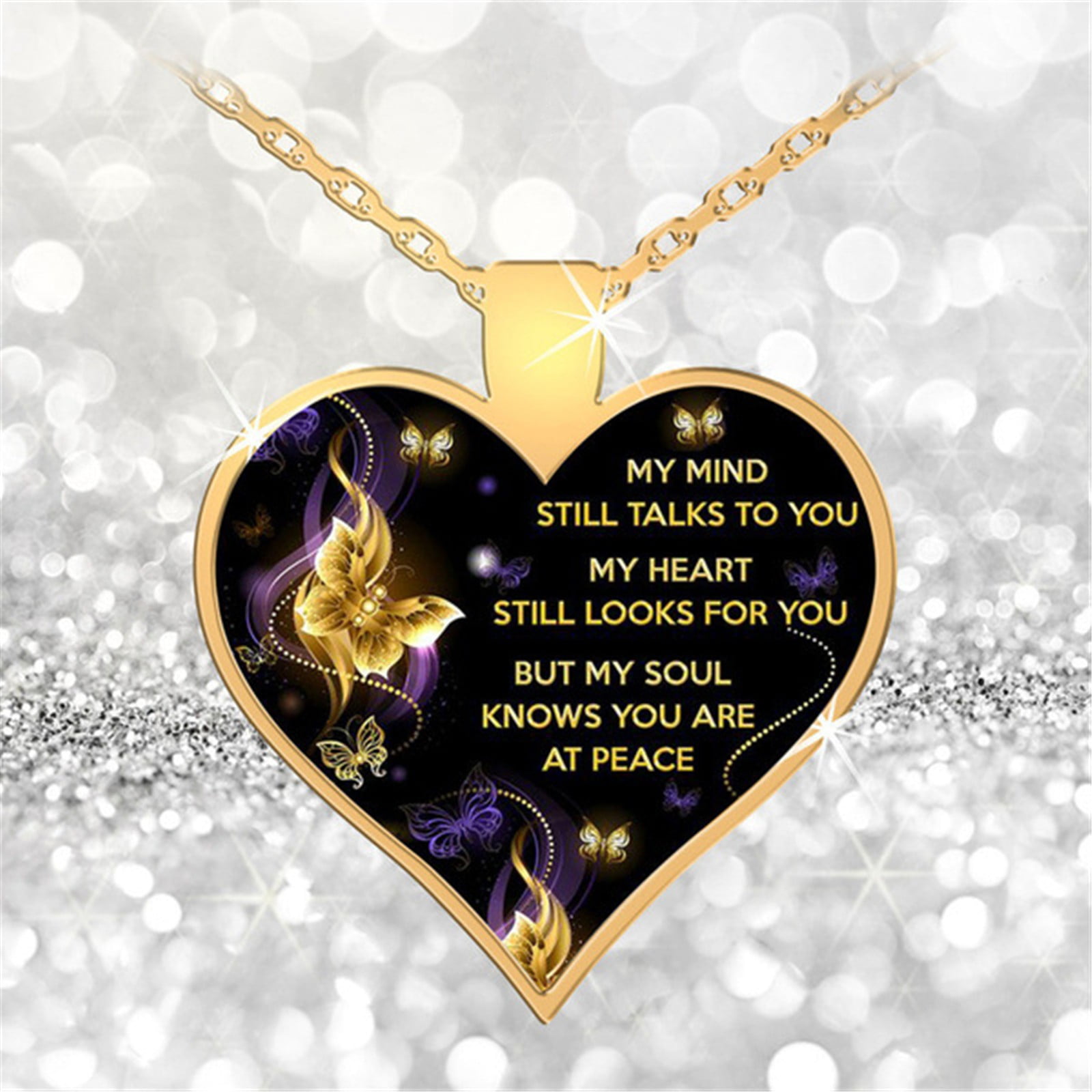 Fall Fashion 2024 MY MIND STILL TALKS TO YOU Heart Necklace Mother's Day Gift Jewelry Memorial
