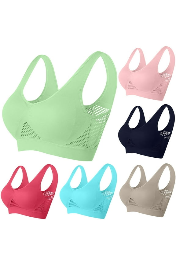Under $5 Sawvnm Women's Plus Size Breathable No Rims Underwire Push Up Wireless Adjustable Daily Bra Bras for Women Mint Green 5XL