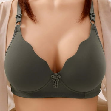 Fall Fashion 70% off Plus Size Bra Sawvnm Woman's Color Comfortable Hollow Out Perspective Bra Underwear No Rims Bra for Women Gray 36/80B