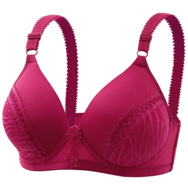 Fall Fashion 70% off Plus Size Bra Sawvnm Women's Lace Push Up Plus Size Adjustable Bra Comfortable Breathable Bra Bra for Women Wine XXL