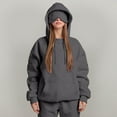 thumbnail image 1 of Fall Fashion Hoodies for Women Hoodie with Eyemask Elastic Adjustable Strings Long Sleeve Sweatshirts Side Pockets Solid Color Tops Casual Streetwear Winter Outfit Plus Size, 1 of 4