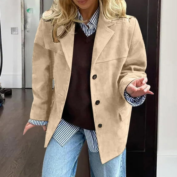 Fall Fashion Lightweight Long Sleeve Cardigans for Women Workout Short Long Sleeve Lapel Neck Coat Lounge Double Layer Button Down Jackets with Pockets