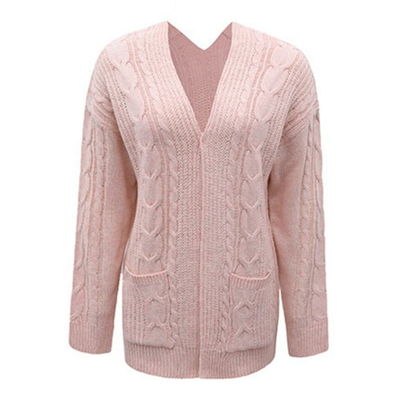 Fall Fashion Long Cardigan Sweaters for Women Lightweight V Neck Button Down Long Sleeve Cardigan Jackets Lounge Solid Color Knit Coat with Pockets