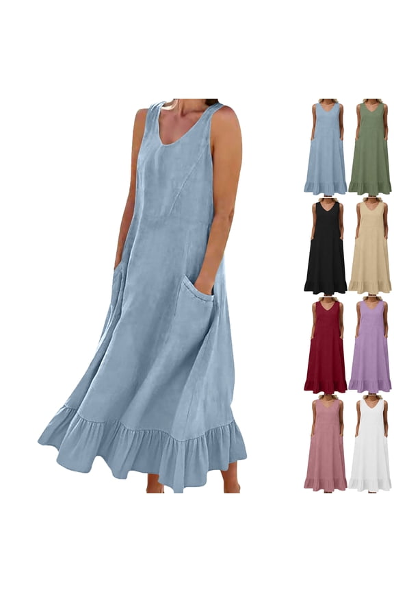 Maxi Dresses for Women Casual Solid Color Dress with Long Sleeves V-Neck Long Dress Half Buttons Plus Size Comfy Dress Oversize Fitted