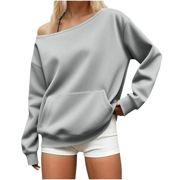 Womens Off The Shoulder Tops Drop Shoulder Going Out Long Sleeve Pullover Y2K Spring Fashion 2026 Outfits Clothes