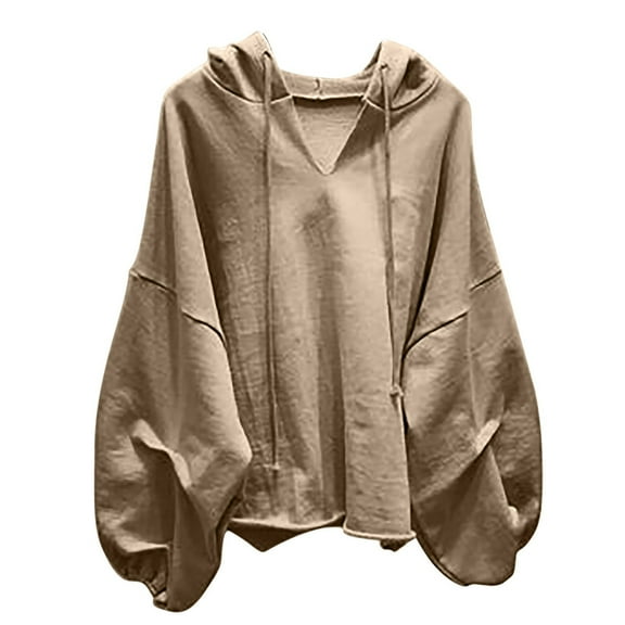 Spring Fashion Must Haves Lightweight Hoodies for Women Long Sleeve V Neck Shirt Pullover Solid Color Casual Blouses Thin Sweatshirt Hoodie My Items