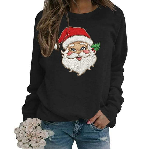 Fall Fashion Must Haves Long Sleeve Christmas Cozy Round Neck Pullover Sweatshirt Top for Women Women Fall Clothes
