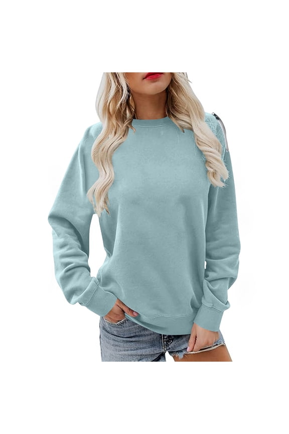 Fall Fashion Must Haves Long Sleeve Shirts for Women Casual Solid Color Blouse Crewneck Pullover Shirt Thin Sweatshirts Lightweight My Items