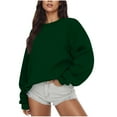 thumbnail image 1 of Fall Fashion Must Haves Solid Color Long Sleeve Pullover Sweatshirt Tops for Women Cozy Fall Winter Essential Soft Sweatshirts Women Fall Clothes, 1 of 5